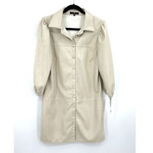 7 FOR ALL MANKIND Cream Ivory Faux Leather Button Up Coat/ Dress